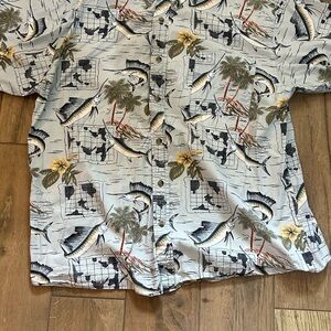 Tropical Print Button-Up Shirt